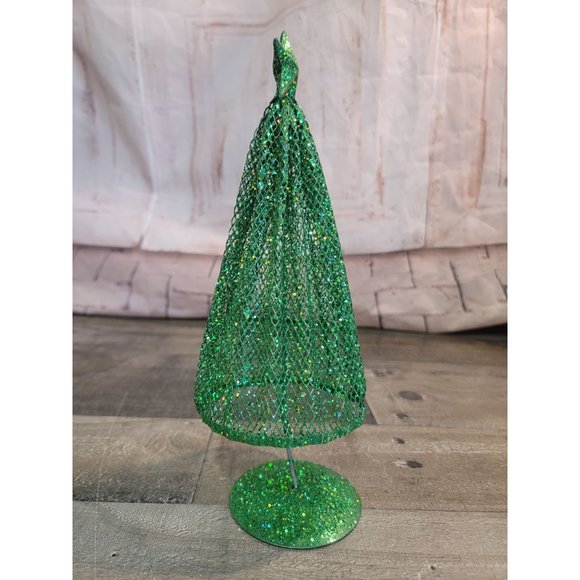 Green metal xmas tree star decor glittery - Picture 1 of 5